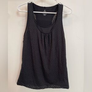 Prana Mika women’s racer tank top yoga workout size L black double layer